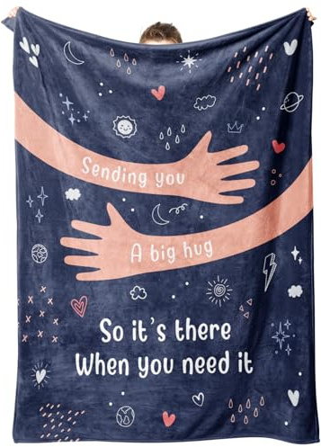Afterprints Get Well Gifts for Women Men, Hug/Healing Blanket, Thinking of You/Cancer Care/Sympathy/After Surgery Gifts for Friends, Sister, Coworker, Soft Throw Blankets 50'' x 60''