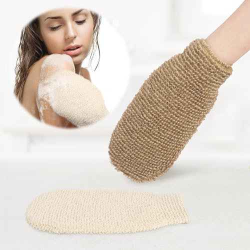 Minicoco 2 Pcs Exfoliating Gloves Exfoliating Mitt Body Exfoliator Glove Shower Gloves Exfoliating Body Scrub Gloves Unisex Bamboo Exfoliator Natural Fiber Exfoliating Mitt