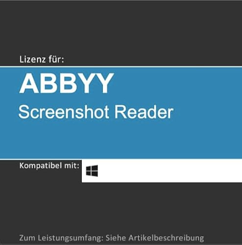 Lizenz für ABBYY Screenshot Reader I 2026 I 1 Gerät I unbegrenzte Laufzeit I Vollversion | Windows PC/Laptop | Lizenzcode per Post o. E-Mail von softwareGO (postalischer Versand)