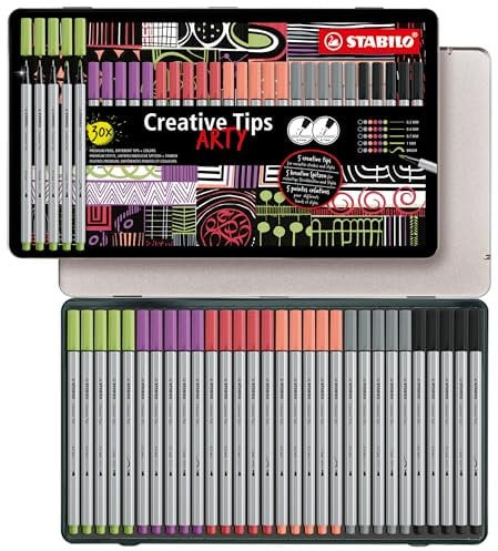 STABILO - Multi-Liner-Set - Creative Tips - ARTY - 30er Metalletui - PASTEL - in 6 verschiedenen Farben