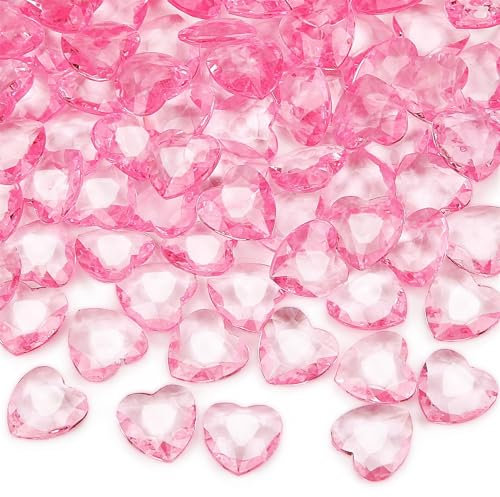 Ziamzra 600 Stück Streudeko Geburtstag Rosa Diamantene Deko Herz Diamantene Hochzeit Tischdeko Geburtstag Kristall Deko Acryl Dekosteine Glassteine Deko für DIY Vase Valentinstag - 12mm