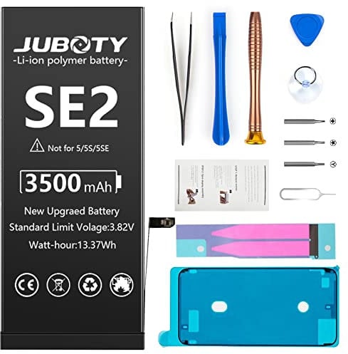 JUBOTY Akku für iPhone SE2 2020 3500mAh, Neues Upgrade Li-ion hohe Kapazität Akku Ersatz für iPhone SE2 2020 Modell A2275 A2296 A2298 mit kompletten professionellen Reparatur-Set