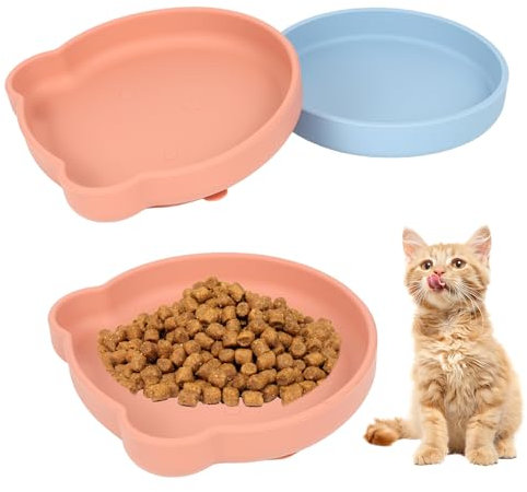 AIVORO 2 Piezas Tazón Plano de Silicona Para Gato Con Ventosa, Cuenco Para Comida Seca y Húmeda, Apto Para Gatos y Conejos
