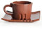BosilunLife Coffee Cup with Saucer, Ceramic Cappuccino Cup and Saucer, 6 OZ/ 180 ml Espresso Cup, Comfortable Grip Handle, for Espresso, Latte, Cappuccino or Tea, Brown