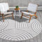 payé In- & Outdoor-Teppich - Grau Creme - 120x120cm Rund - Wendeteppich - Geometrisch - Wetterbeständig für Balkon Terrasse - Indoor Teppiche Wohnzimmer Küche