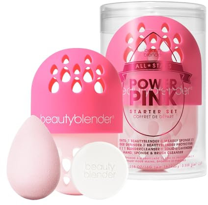 Beautyblender All Stars Power Pink Starter Set - Make-up Schwamm, Blender Defender, Reiniger, Scrub Matte - Professionelles Schminkschwamm Kit - Perfektes Starter Set für ein makelloses Make-up