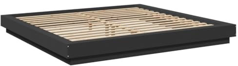 vidaXL Bettgestell mit LED, Bett Doppelbett für Schlafzimmer, Bettrahmen mit Lattenrost, Schlafzimmerbett, Schwarz 180x200cm Holzwerkstoff