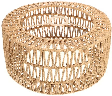 CRILSTYLEO Abat-jour Paille De Jute Tressée Lampe Suspendue De Plafond Couvre-lampe Décoratif Pour Salon Restaurant Et Couleur Jaune