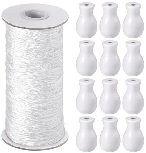 Lmzzdld 109,36 Yards Raffrollo-Schnur, Lift Shade-Schnur und 12 Stück -Rollo-Zugschnurknöpfe für DIY-Raffrollos