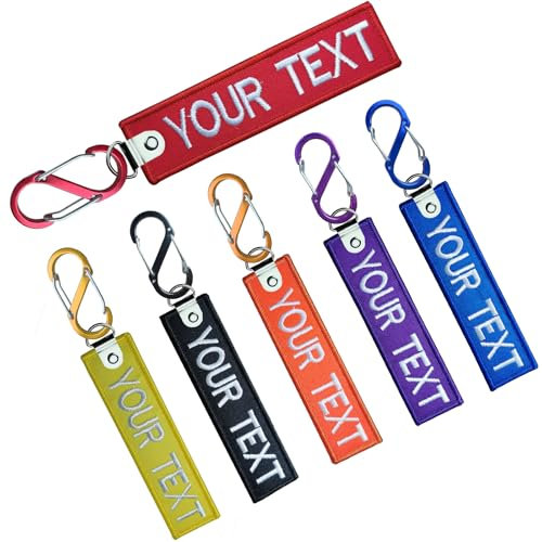 misscase Benutzerdefinierte Schlüsselanhänger, personalisierte Schlüsselanhänger Stickerei Ihr Text Name Nummer Schlüsselring für Autos Zubehör, Roller, ATV (S-Clip)