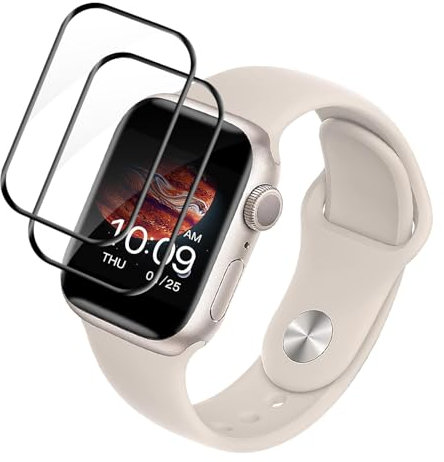VSEER 2 Stück Schutzfolie für Panzerglas für Apple Watch Series 7/8/9 45mm, Frei von Kratzern Anti-Kratzer Apple Watch 45mm Displayfolie