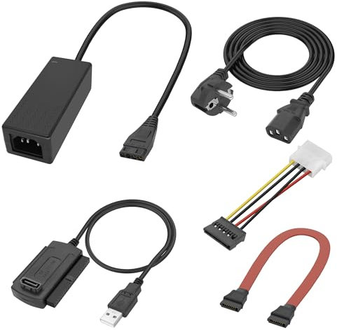 XMSJSIY Câble adaptateur SATA PATA IDE vers USB 2.0 pour disque dur 2,5 3,5 SSD/CD-ROM/CD-RW/DVD-ROM avec câble d'alimentation CA pour PC de bureau et ordinateur portable