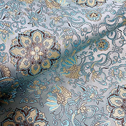 Tissus De Soie Tissu Brocart Tissu Jacquard en Soie Brocart satiné Unique Motif Vintage de Fleurs d'Avalokitesvara Couture Traditionnelle à la Main Tissu damassé de Broderie Chinoise Imitation 114X50