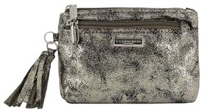 Petit Porte-Monnaie Similicuir Suède Irisé Femme - Portefeuille Porte-Cartes 3 Couches - Pochette Multifonctionel - Lèger Tendance - Marron Métal