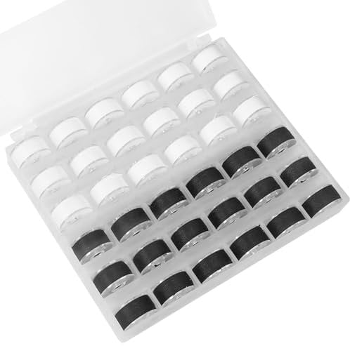 36 Rollen Nähgarn für Nähmaschine - Nähgarn Set mit Unterfadenspulen, Spulen Nähmaschine & Nähzeug, Schwarzes und Weißes Stickgarn für Stickmaschine, Ideal für Anfänger und Kinder (18Schwarz & 18Weiß)