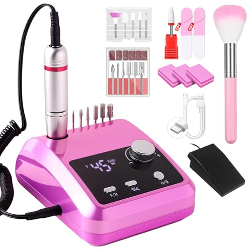 CozyZen Ponceuse à ongels professionnelle | 45000 tr/min Affichage LCD, contrôle main/pied et faible bruit pour ongles gel et acryliques