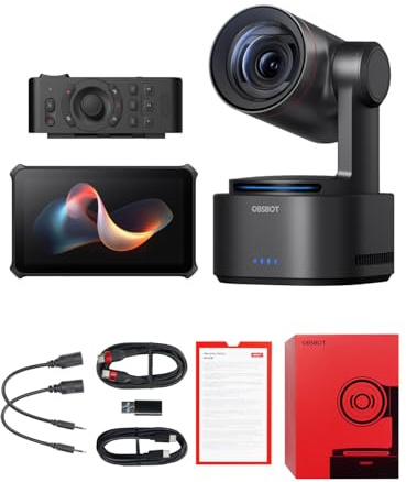 OBSBOT Tail 2 PTZR NDI Camera 4K Bundle Talent & Remote Controller, Pro AI Tracking, 1/1.5 CMOS, 50MP, 5X Optical Zoom, 12X Hybrid Zoom, SDI/HDMI/IP/USB 3.0 Output, Live Streaming Camera