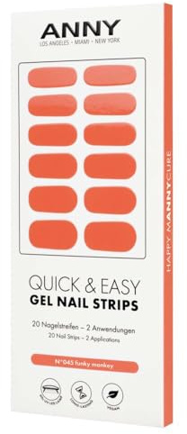 ANNY Gel Nail Strips, UV Nagelfolie zum Aufkleben, Weiches Korallrosa | Haltbar & splitterfrei, Einfache Anwendung