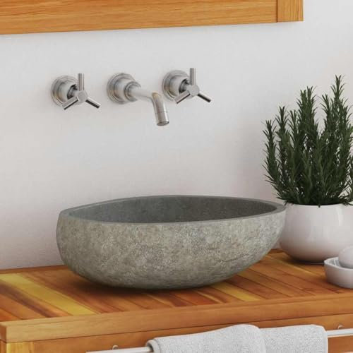 LumFurni Lavabo ovale in pietra di fiume (29-38) x(24-31) cm