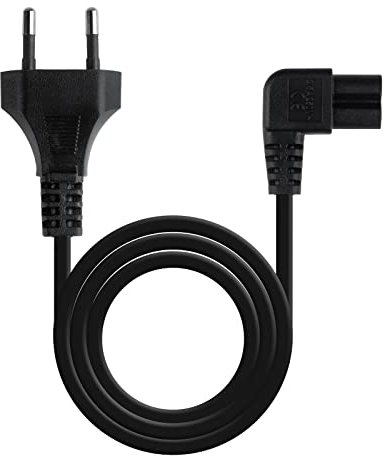 Cavo di alimentazione a gomito 1,8 m CEE 7/16/M C7/H nero, ideale per collegare dispositivi elettrici in spazi ristretti.