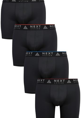 NEXT Herren 4er-Pack Sport-Unterhosen in längerer Länge Schwarz xx_l