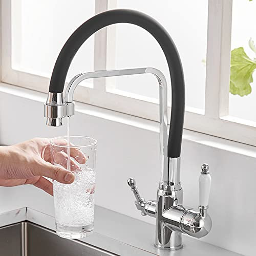 Rubinetto in Ottone Caldo e Freddo Acqua Pura girevoli a 3 Vie cucine