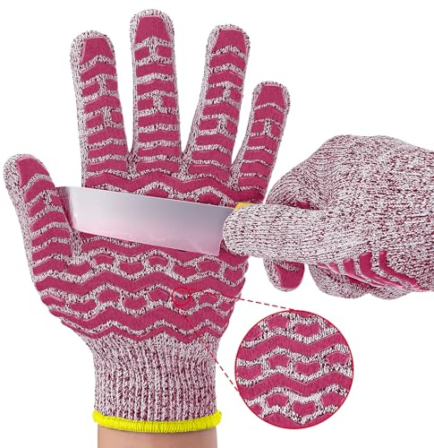 HandLove Schnittfeste Handschuhe (CE Stufe 5) – 100% lebensmittelecht. Ideal für Küche, Fleischverarbeitung und Handwerk, Rot, XL