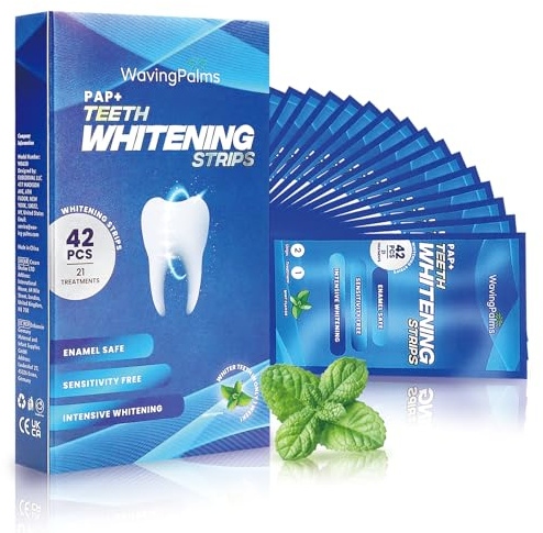 Teeth Whitening Strips for Sensitive Teeth: 42 Strips (21 Treatments) Professional Whitening Kit, Enamel-Safe & Gentle Formula for a Brilliant White Smile at Home