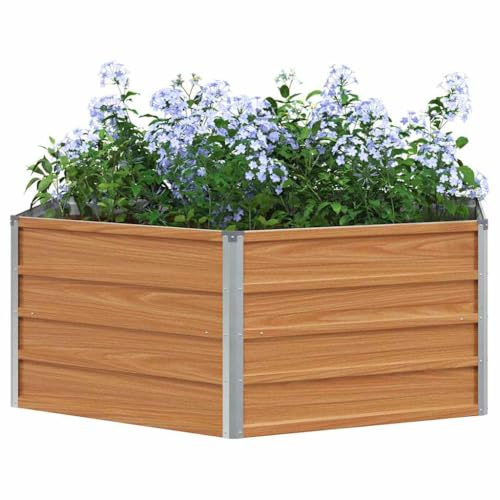 vidaXL Hochbeet im Garten Holzoptik 129 x 129 x 45 cm Verzinkter Stahl