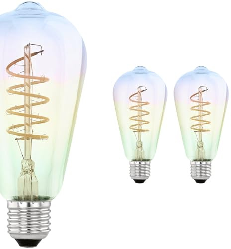 BLicht 2er-Set LED Edison ST64 E27 Spiral Filament Lampe, 4W = 28W, Dimmbar, Regenbogen Vintage Retro Leuchtmittel, 200lm, 2000K Extra Warmweiß