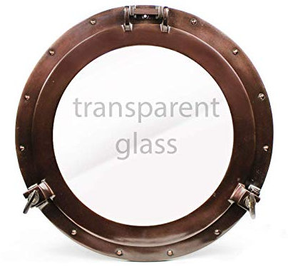 Nagina International Antique Coke Copper Wall Mounted Nautical Premium Aluminum Vintage Mirror | Ship's Porthole Window | Pirate's Maritime Nautical Themed Decor Antique Copper (Window), 8 Inches