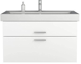 Waschtischunterschrank 100/80 / 60 cm breit Hochglanz Weiß Waschbeckenunterschrank Unterschrank Badmöbel-Set hängend Sieper Girona (100 breite)