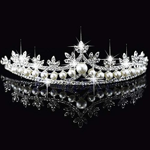 zrshygs Brautkrone Hochzeit Braut Prinzessin Strass Perle Kristall Haar Tiara Hochzeit Schleier Stirnband Krone