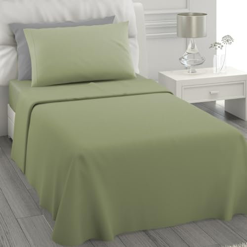 L'ANTICO ARCOLAIO - Lenzuola Letto Singolo 100% Cotone Completo con Federe Cuscini, Set Anallergico e Antiacaro, Colore Tinta Unita, Manifattura Made in Italy con Fibra Naturale