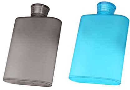 MERIGLARE 2 Pieces Plastic Hip Flask for Schnapps Alcohol Pocket Drinkware Blue