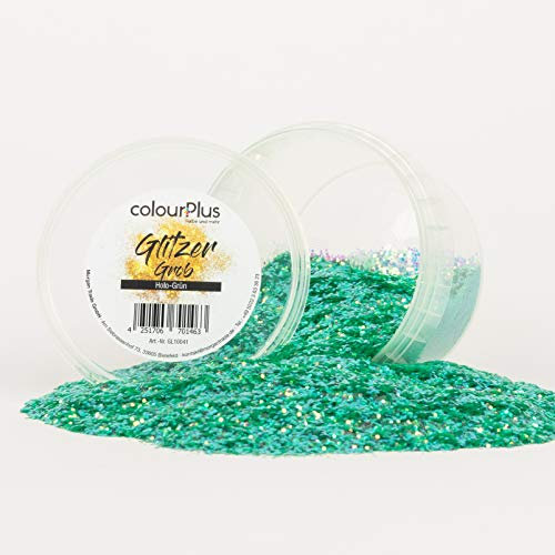 colourPlus Glitzer grob (Holo-Grün) Glitter-Zusatz zum Veredeln von Wandfarben auf Wasserbasis oder zum Basteln, Made in Germany