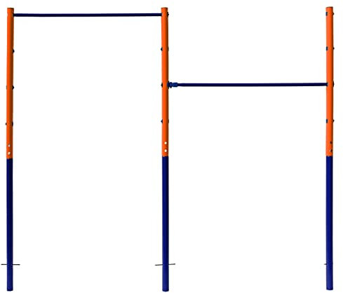 BEST SPORTING Turnreck Garten I Reckstange Garten Kinder und Erwachsene I Höhenverstellbare Kletterstange Outdoor in Blau-Orange I Turngeräte für Kinder für Spaß im Garten I Doppel - 241cm
