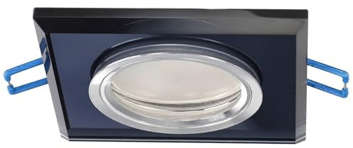 EDO Einbaustrahler CRYSTAL Quadrat Schwarz aus gehärtetem Glas – Kompatibel mit GU10/GX5.3 Leuchtmitteln - Elegante Spot Deckenleuchte für Wohnzimmer, Flur, Küche