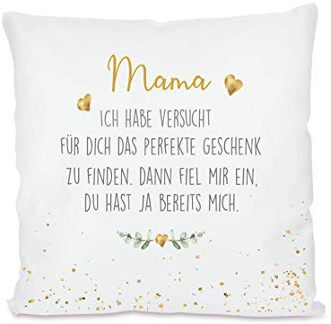 Manufaktur Liebevoll I Kissen „Mama, ich Habe versucht .. I Mama Geschenk Spruchkissen Muttertagsgeschenke von Kindern Dankeschön Geburtstag Weihnachten 40x40 cm