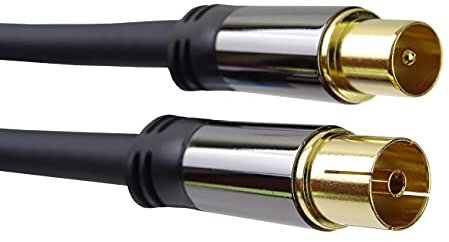 PremiumCord Cavo di Collegamento Antenna TV HQ, M/F, 75 Ohm (135 Db), Schermato 4X, Connettore in Metallo, Lunghezza 1,5 m