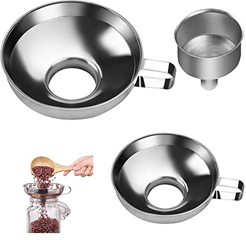 SPEACOUR 3 Teiliges Trichter Set Edelstahl Einfülltrichter Einkochtrichter Große Öffnungen Küche Einmachtrichter Küchentrichter mit Giff zum Umfüllen von Gewürzen Flüssigkeiten Pulver Konfitüre