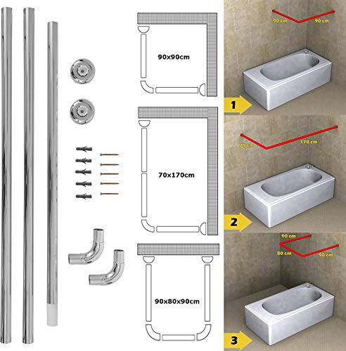 Home Centre Chrome Shower Curtain Rail Versatile Configuration Easy Installation U or L Shape 3-Way Bath Pole Rod Track Ultimate Bathroom Wardrobe Accessory
