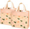 ASFINS Stofftaschen Klein mit Griffen, 2Stk Faltbare Einkaufstasche Recyclingtasche Baumwolltasche Tragetaschen für Frauen, Kinder, Mädchen, 22cm x 22cm (Rosa Pfirsiche)