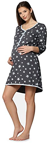 Be Mammy Damen Umstands Nachthemd mit Stillfunktion BE20-176