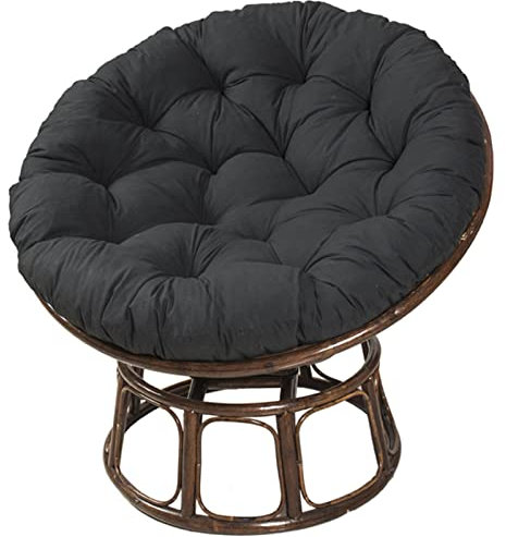 SXZHSM Fauteuil Rond de Jardin Fauteuil papasan pivotant Grand Confort Grand Coussin,Black-100x100cm