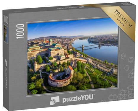 puzzleYOU: Puzzle 1000 Teile „Skyline der Budaer Burg mit der Szechenyi-Kettenbrücke, Budapest, Ungarn“ – aus der Puzzle-Kollektion Donau