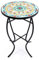 VONLUCE Mosaik-Beistelltisch und Pflanzenständer, 53.5 cm, runder Beistelltisch mit 36 cm Keramik-Fliesenplatte, Akzenttisch, für Terrasse, Bistro-Couchtisch für Haus und Garten (Grün&Orange)