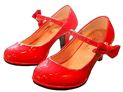 TangDao Petites Grandes Filles Mary Jane en Cuir Bas Talons Hauts Pompes Chaussures Bowknot Filles Chaussures Habillées Formelles pour Le Mariage (Rouge, Numeric_35)