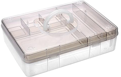 IGNPION Clear Craft Stackable Storage Box with Storage Tray Plastic 7-compartment Mulit Purpose Storage Container for Storing&Organising Toys, Arts&Crafts, Stationery, Sewing, Teaching Aid, Coffee