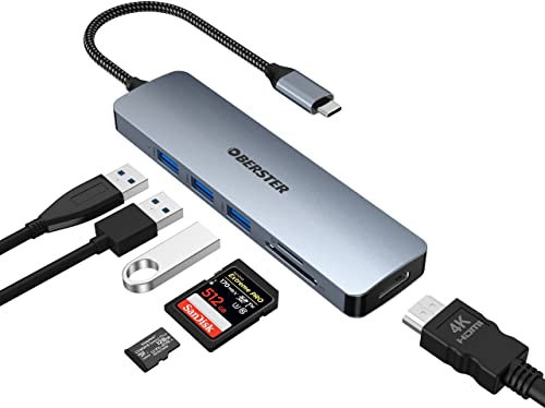 HOPDAY USB C Hub, 6 in 1 USB C Adapter for MacBook Air/Pro, Dual Display 183K HDMI Docking Station